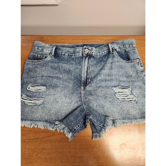 💕NWT Sugar & Jade 22P Tween Girls Distressed High Rise Denim Mom Shor - Hester - Picture 1 of 6